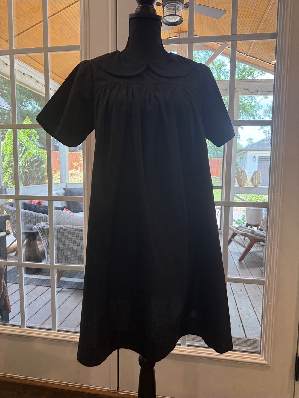 Frances Valentine Black Peter Pan Collar Short Sleeve Dress